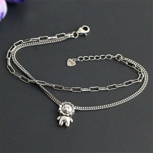 YIZIZAI Accessories Double Layer Lion Pendant Bracelet for Women Personality Geometric Chain Fine Jewelry Gifts