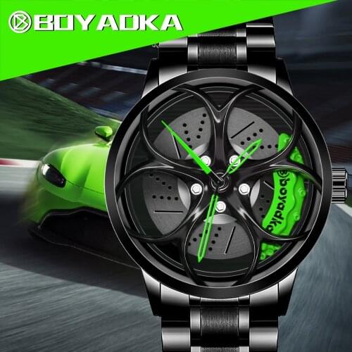 2021 Mens Watches Rim Hub Watch Wheel Wristwatch Clock Sport Car Custom Design Creative Men Wrist Watch Relogio Masculino