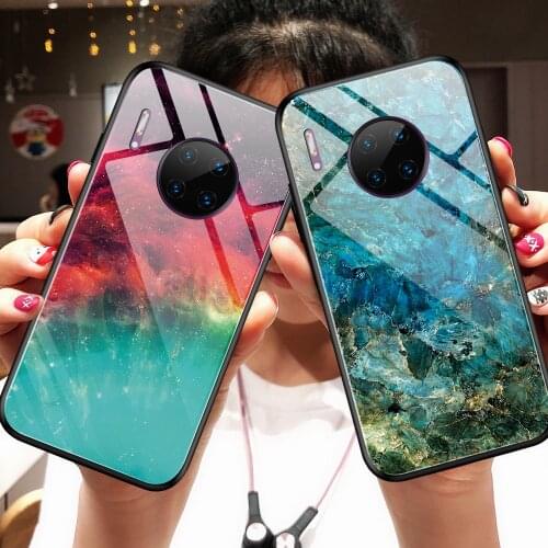 Gradient Glass Case For Huawei Mate 30 Pro Silicone Frame Hard Tempered Glass Back Phone Cover For Mate 30 Fundas Coque