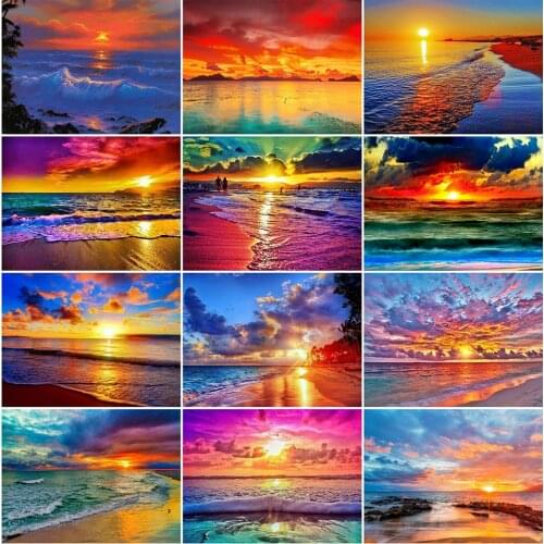EverShine Diamond Painting Sunset 5D Diamond Embroidery Seaside Full Square Landscape Rhinestones Kits Mosaic Handmade Gift