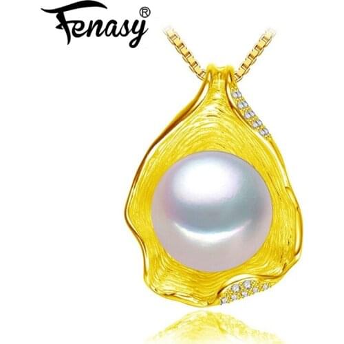 FENASY Natural Pearl Jewelry Necklaces & Pendants Special Fashion Female 925 Sterling Silver Necklace For Women