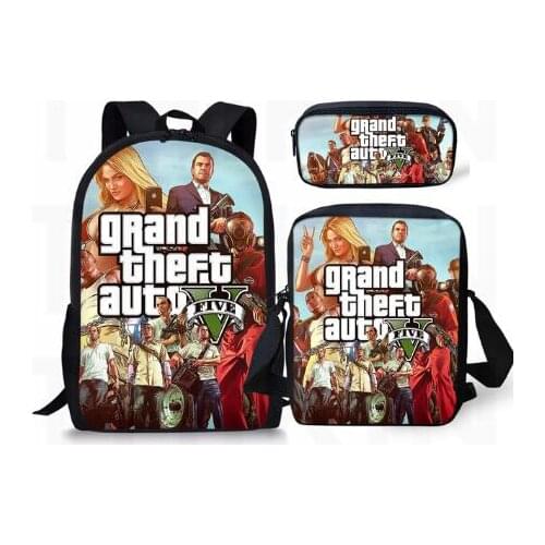 Grand Theft Auto Printing Backpack For Teenage Boys Girls Student Fashion 3 PCS/SET School Bags GTA V Children Daily Bags