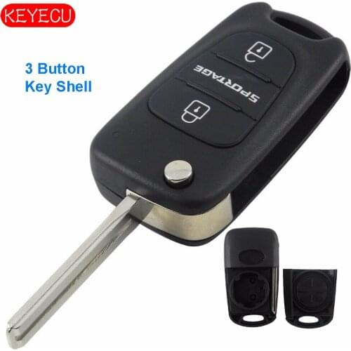 Keyecu Replacement Folding Remote Key Shell Case Fob 3 Button for Kia Sportage 2008-2013