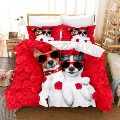 3D Cartoon Bedding Set Pet Cats and Dogs Series Bedclothe Kids Duvet Cover Single/Twin/Double/Queen/King Bedline Home Textiles