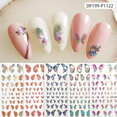 Colorful Butterfly Nail Art Stickers Nail Art Accessories 3D Nail Decals Summer DIY Slider For Manicuring Nail Art Watermark