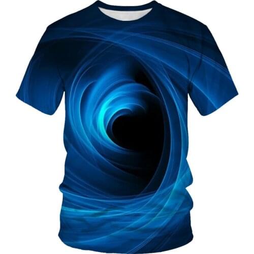 Summer new three-dimensional graphic T-shirt mens casual short-sleeved 3D printing round neck large size brand T-shirt cool top