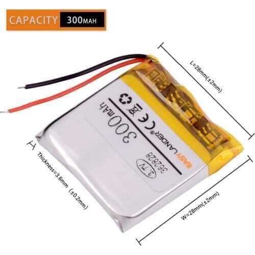 Lithium ion rechargeable batteries 362828 300mah MP3 DIY gift / toy Bluetooth voice recorder camera dvr