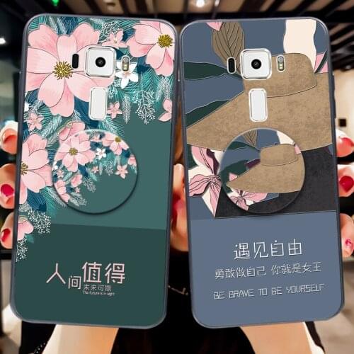 3D Matte Flower Back Case For Asus zenfone Selfie ZD551KL Z00UD Holder Stand Cover Coque For Asus ZenFone 3 ZE552KL