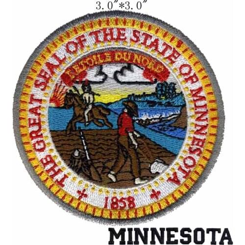 Minnesota State Seal 3.0" wide embroidery patch for river woods/felt/bosnia
