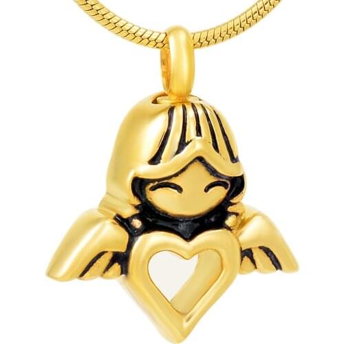 MJD8214 Little Angle Girl Shape Keepsake Jewelry Necklace / Stainless Steel cremation Pendants for Ash (Pendant Only)