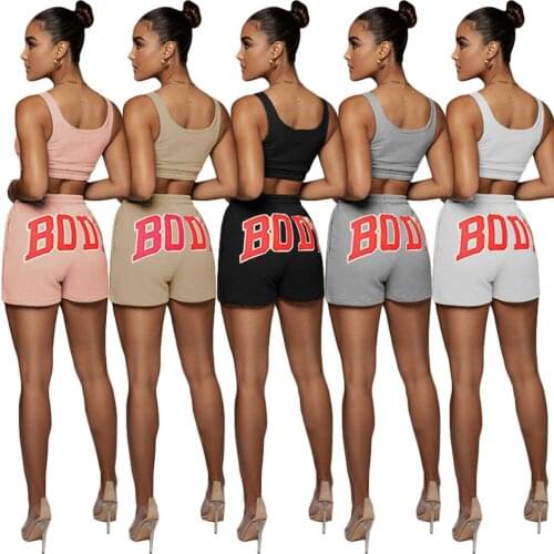 New BODY Printed Vest Sports Suit Womens Wholesale Bathroom Fabric Tracksuit Two Pieces Set Bulk Item Wholesale Lots