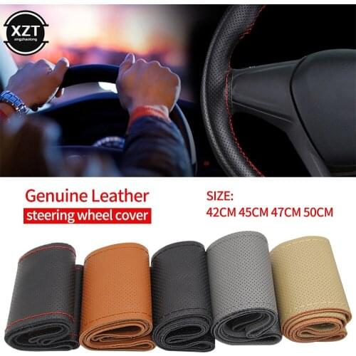 Car Steering Wheel Braid Cover Soft Texture Car Covers With Needles And Thread Genuine Leather Car Styling Covers