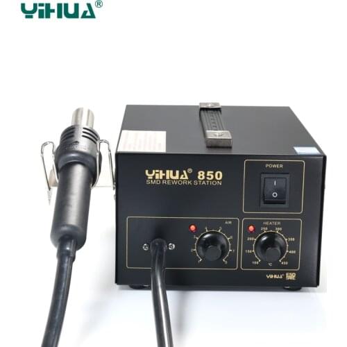 HOT SALE 3 Nozzles Hot Air Soldering Station SMD Rework Station Lead Free With Heat Gun YIHUA 850 hot air gun