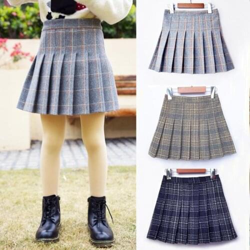 Teen Girls Pleated Skirt High Waist Plaid Short Skirt 2021 Spring Summer New Fashion Children College Style Skirt Girls Culottes