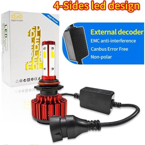 Night knight H7 LED Car Headlights 4 Sides LED Light Design H4 Bulbs H1H8 H9 H11 H16 9005 HB3 9006 HB4 Canbus Auto Headlamps 12V