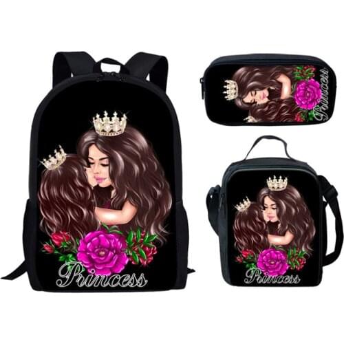 Super Baby Mom Girl Queen Brand Design Kids School Shoulder Backpacks 3pcs for Teen Girls Kindergarten School Bags