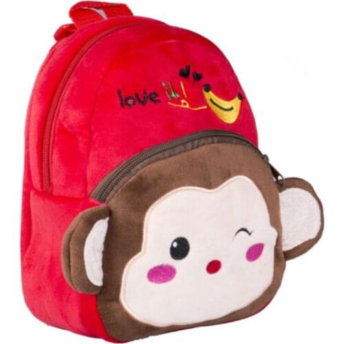 Red Monkey Cartoon Baby Girls Backpack Pack Soft Plush Bag School Bags Back Pack Mini Preschool Children Backpack Girl Sac A Dos