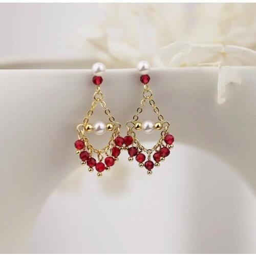 2 Colors Faceted Crystal Bead Drop Earrings For Women Statement Real 925 Sterling Silver Freshwater Pearl Earring Party Gifts