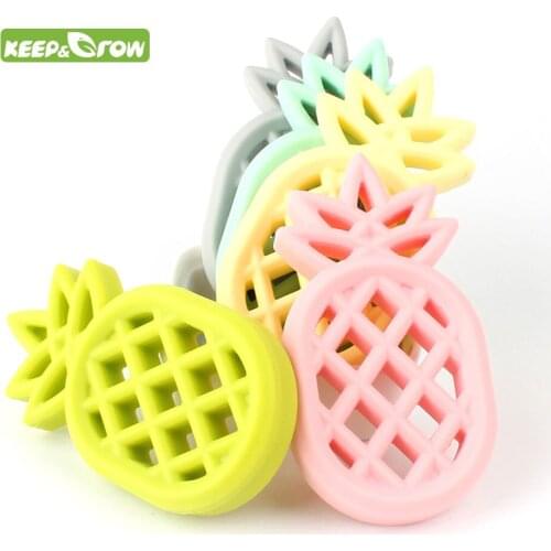 KEEP&GROW Muiticolor Bijtring Pineapple Silicone Teether BPA Free Food Grade Silicone Baby Teether Mordedor De Silicone Beads