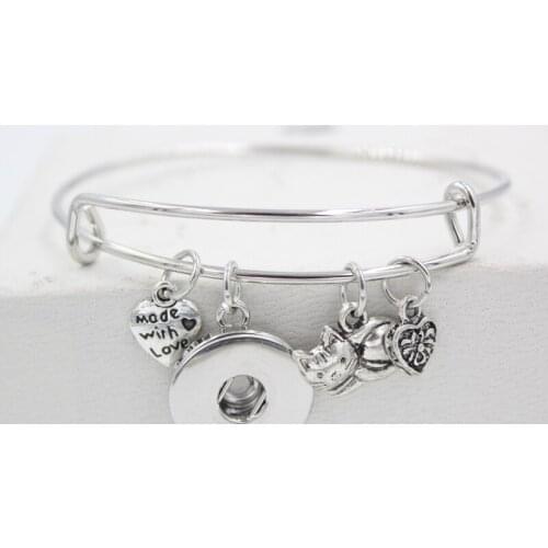 Interchangeable Snap Jewelry Animal Pet Cat Charm Bracelets wire adjustable Bangle Bracelets for women gift pulsera bijoux