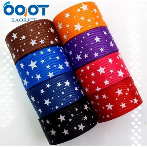 OOOT BAORJCT 176302 25mm 10yard Star Ribbons Thermal transfer Printed grosgrain Wedding Accessories DIY handmade material