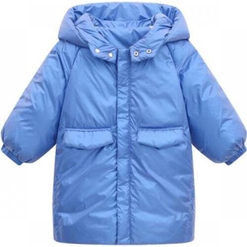 Winter Duck Down Jacket for Girls Boys Warm Hooded Coat Long Cotton-Padded Jacket Childrens Clothing Fashion Windproof Snowsuit