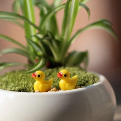 10 Pcs/set Mini cute little yellow duck Resin Crafts For Home Plants Decoration Miniature Dollhouse Fairy Garden
