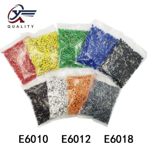 1000pcs/Pack E6012 Insulated Cord End Terminal Crimp Terminal Wire Connector Crimp Ferrules Crimping Terminals Tubular AWG #10