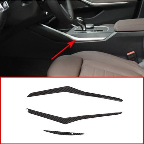 For BMW 3 Series 2020 ABS Carbon Fiber Pattern Center Console Side Decoration Strips Trim Interior Car Accessories 3 Pcs