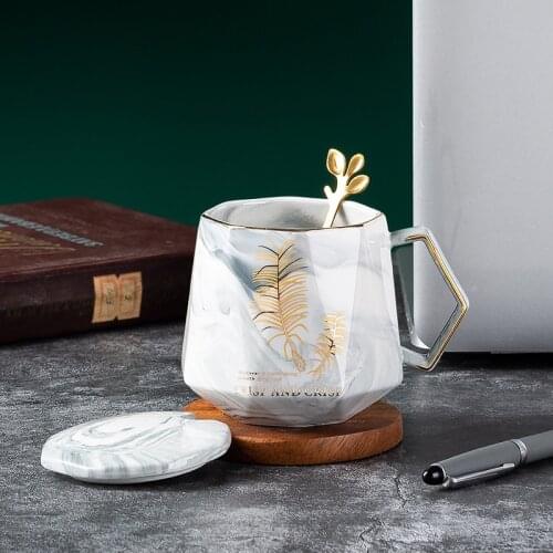 350ml Nordic Mug Cup Marble Texture Ceramic Large Capacity Coffee Tea Drinking Cup Creative Ceramic Cup Diamond Business Mug