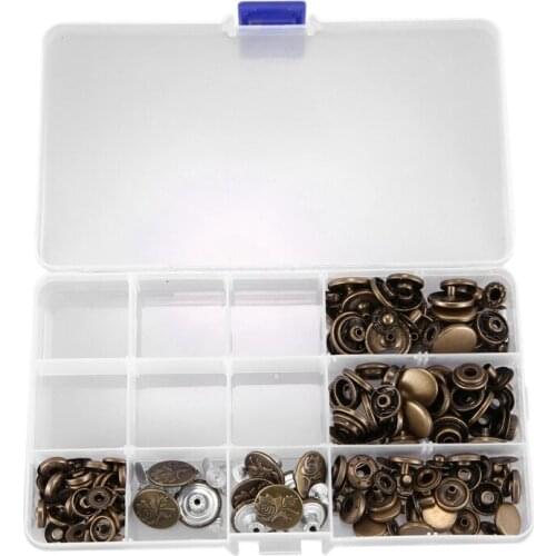 50 Set 4 Sizes Leather Rivets Single Cap Rivet Tubular Metal Studs With 9 Pieces Fixing Tool For Diy Leather Craft, Rivets Repla