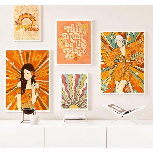 Vintage Fashion Girl Abstract Sun Flowers Nordic Posters And Prints Wall Art Canvas Painting Wall Pictures For Living Room Decor