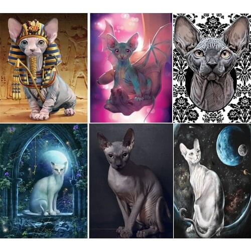 DIY 5D Diamond Embroidery sphynx cats Diamond Mosaic Sets Diamond Painting Animal Pictures Of Rhinestones Home Decoration