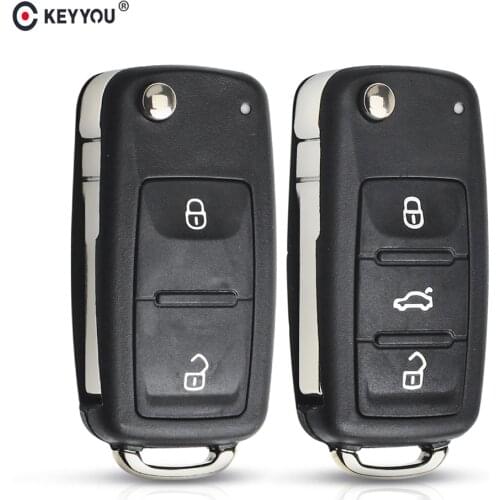 KEYYOU 2 3 Buttons Flip Folding Key Case Blank Shell For VW Polo Golf MK6 Jetta Tiguan Touareg 2002-2011 202AD Car Key Shell