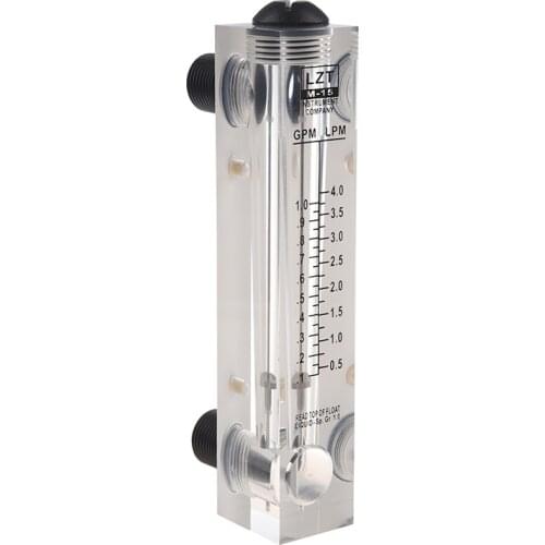 Black Adjustable Knob 0.1-1 GPM Panel Type Water Flow Meter LZM-15