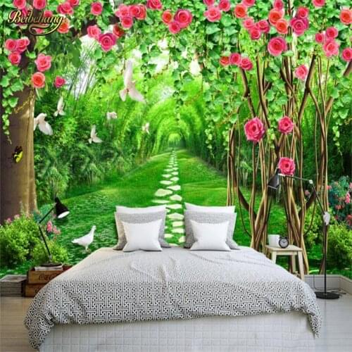 Beibehang Flower rattan forest path Custom 3D Mural Photo Wallpaper Landscape Painting Restaurant Cafe Home Decor Wall Paper