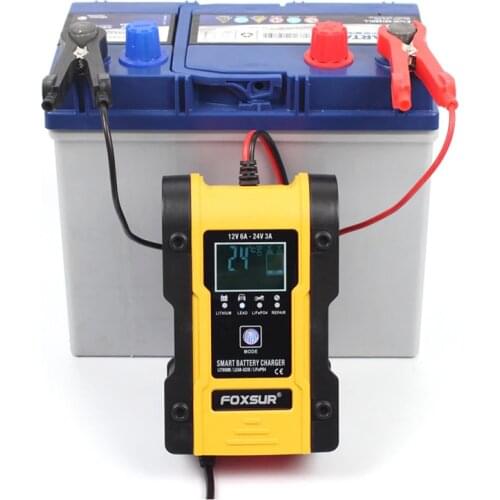 FOXSUR 6A lithium battery 12V24V Smart lead-acid battery lithium iron phosphate charger car and motorcycle battery charger