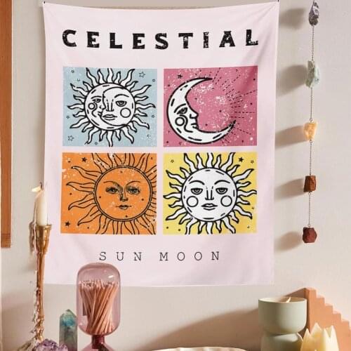 Sun Moon Tapestry Tarot Custom Tapestry Desert Cactus Tapestry Wall Hanging Divination Mat Ouija hippies wall hangingDecor