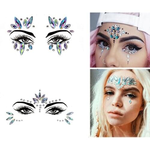 Eyebrow Eye Face Adhesive Acrylic Resin Drill Diamond Face Stick Sticker Handpicked Face Jewelry Forehead Stage Decor Sticker