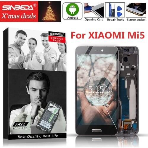 Fingerprint Button For Xiaomi Mi5 LCD Touch Screen With Frame LCD Display + Touch Panel Replacement Black White Gold 1920*1080