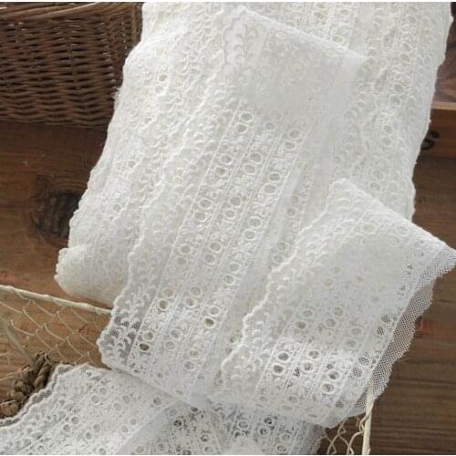 2 Meters/lot Width 6cm Ivory Embroidered Lace Trim Ribbon Mesh Lace Fabric Sewing Accessories DIY Dress Apparel Decoration