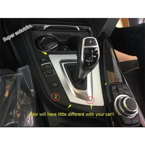 Lapetus Interior Gear Shift Box Transmission Shift Gear Panel Cover Trim 2 Pcs Fit For BMW 3 Series 320i 328i 2013 - 2017 ABS