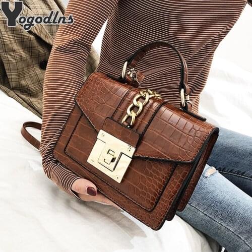 Small Shoulder Bags For Women 's Retro Crocodile Pattern Designer Hand Bags And Purses Fashion Chain Messenger Crossbody Purse