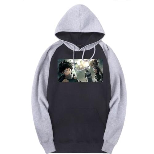 My Hero Academy Man Raglan Hooded New Arrival Streetwear Fall Winter Hoodies Male Hip Hop Sweatshirts Breathable Hoody Homme