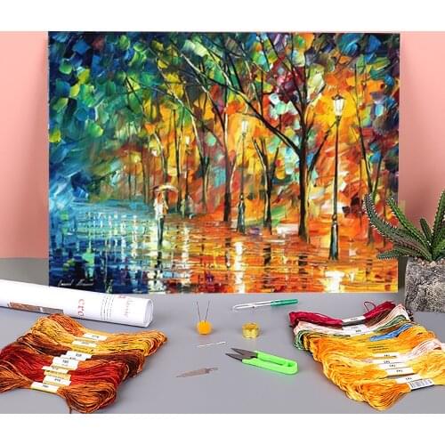 Flavored Night Pre-Printed 11CT Cross Stitch Set Embroidery DMC Threads Handmade Needlework Craft Handicraft Package Decor