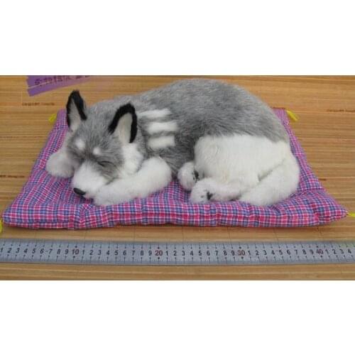 Sounds barking gray husky dog model large 37x23x14cm,polyethylene& furs handicraft Figurines home decoration toy gift a2054