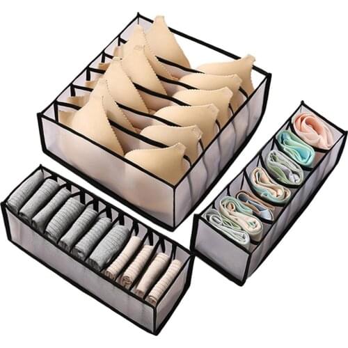3Pcs/Set Underwear Bra Organizer Storage Box 2 Colors Drawer Closet Organizers Boxes For Underwear Scarfs Socks Bra