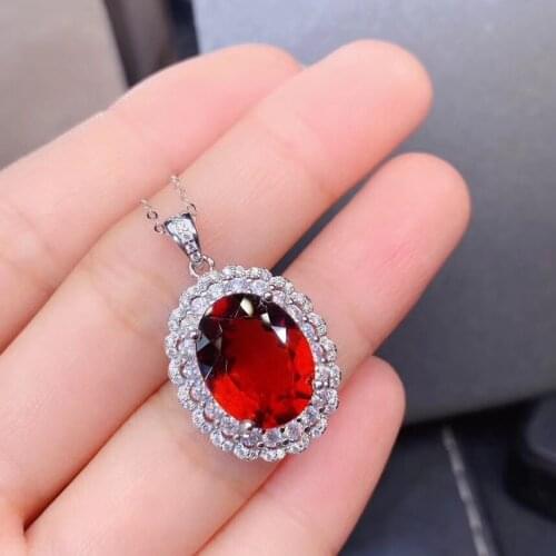 925 Sterling Sliver Bat Shape Natural Garnet Gemstone Vintage Pendant Necklace For Women Party Jewelry