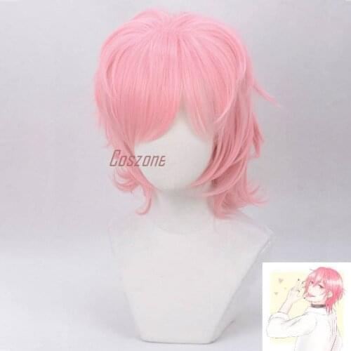 Anime Yarichin Bitch Bu Club Ayato Yuri Pink Short Cosplay Wig Heat Resistant Synthetic Hair Men Halloween Party + Free Wig Cap