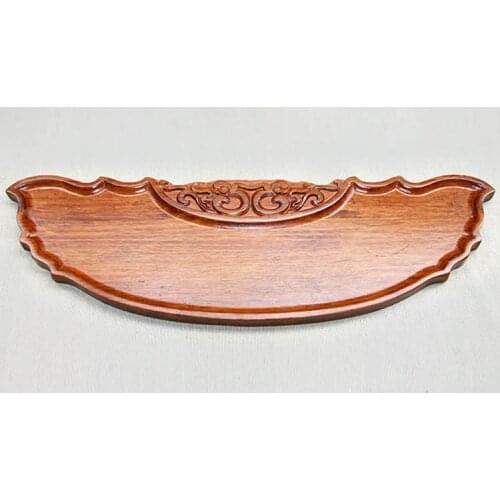 Crescent bamboo retro carved KungFu tea tray L17" x W5.3" x H0.7" Rectangular Tableware Serving Platters Tea Coffee Meals Fruits